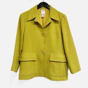 Vintage Celine‎ Lime Green Wool Blazer Size 42
